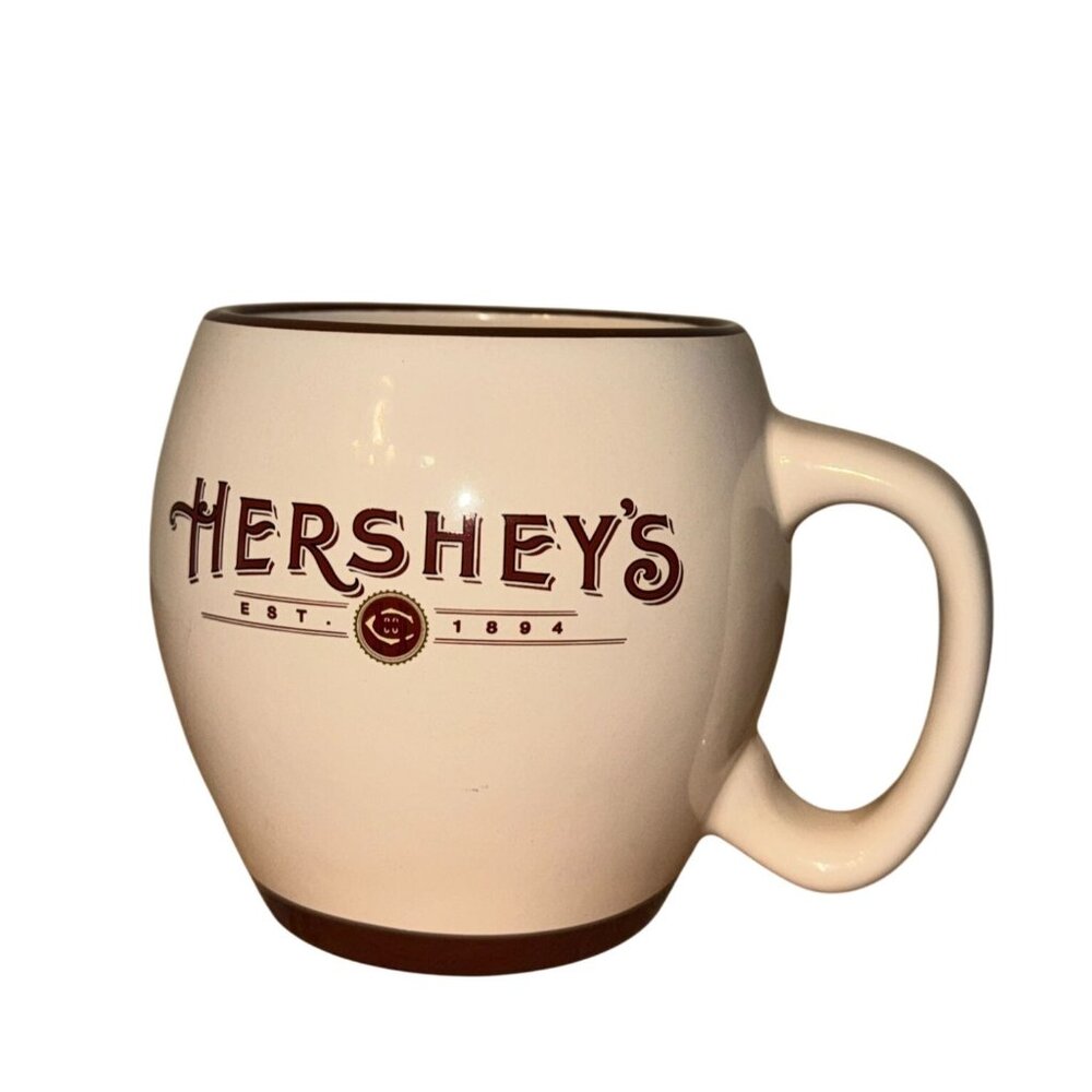 Hersheys Ceramic Mug Est. 1894 Cream & Brown Coffee Cup 4"x3"
